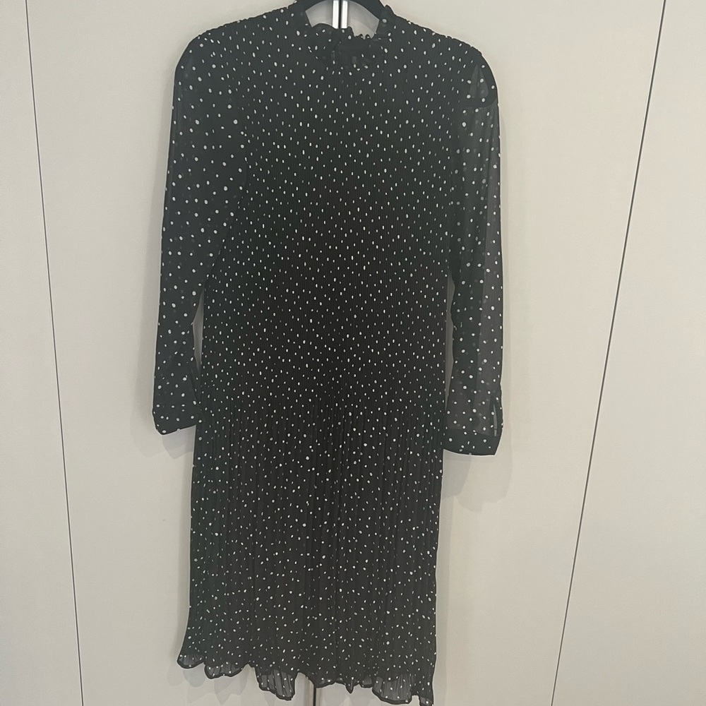 Midi black dress with white polka dots